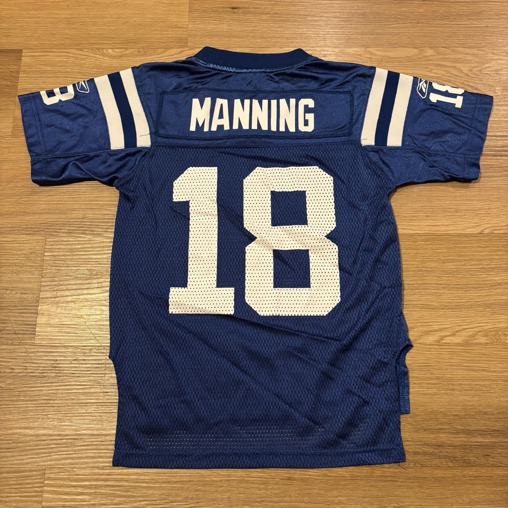 Vintage Peyton Manning #18 Jersey Youth Small Reebok Blue Home NFL Indy Colts